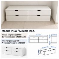 Commode IKEA NORDLI 4 tiroirs blanc 160x54 cm bon etat