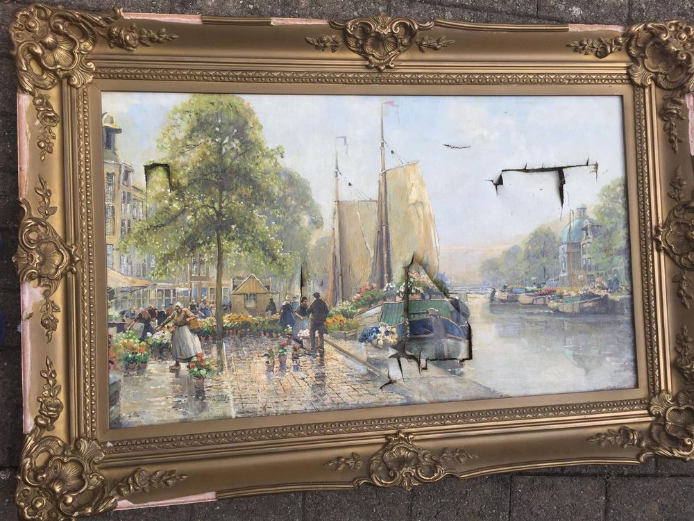 Gemälde Bild Hafen-Blumen-Markt Holland-491 1