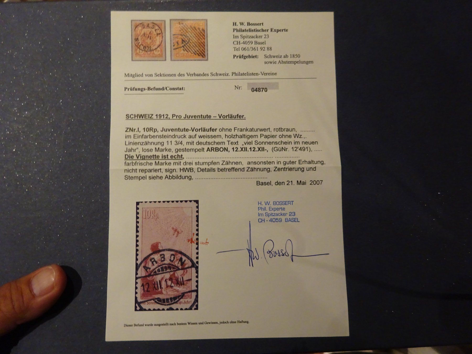 Tutti i francobolli: 1912 Pro Juventute deutsch ET-Voll - Attest – Usato da Appenzell-Steinegg venduto da adi1975 6