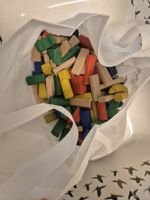 Holzbausteine Set bunt gemischt in Stofftasche gebraucht