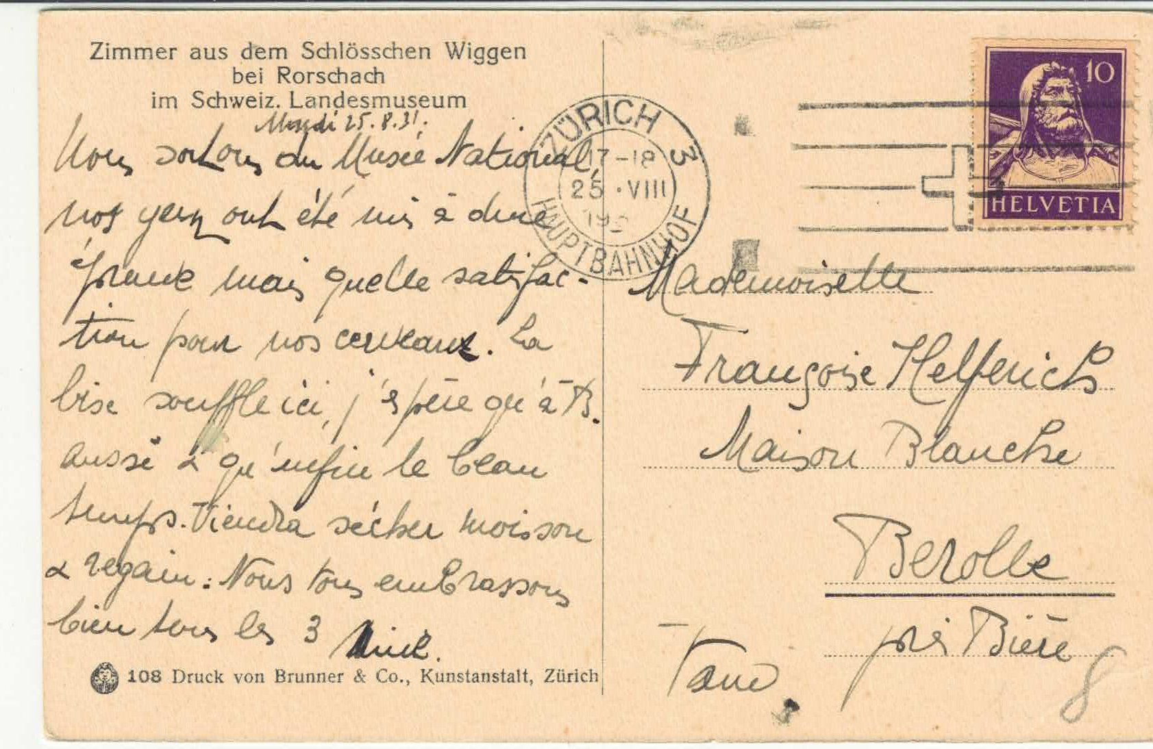 Cartoline postali: Rorschach - Zimmer aus dem Schlösschen Wiggen – Usato da Ettingen venduto da Kartenplanet 1