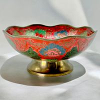 Vide-poche Chinois laiton doré et émail cloisonné polychrome