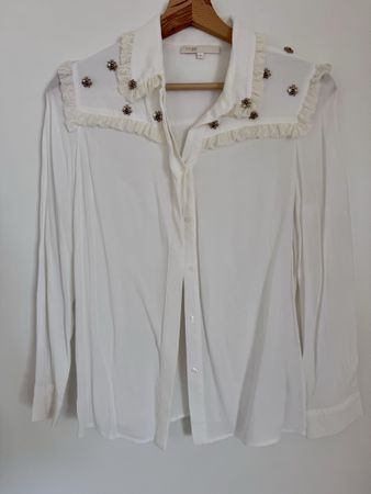 Maje Bluse weiss mit Bienenverzierung Grösse 1 neuwertig