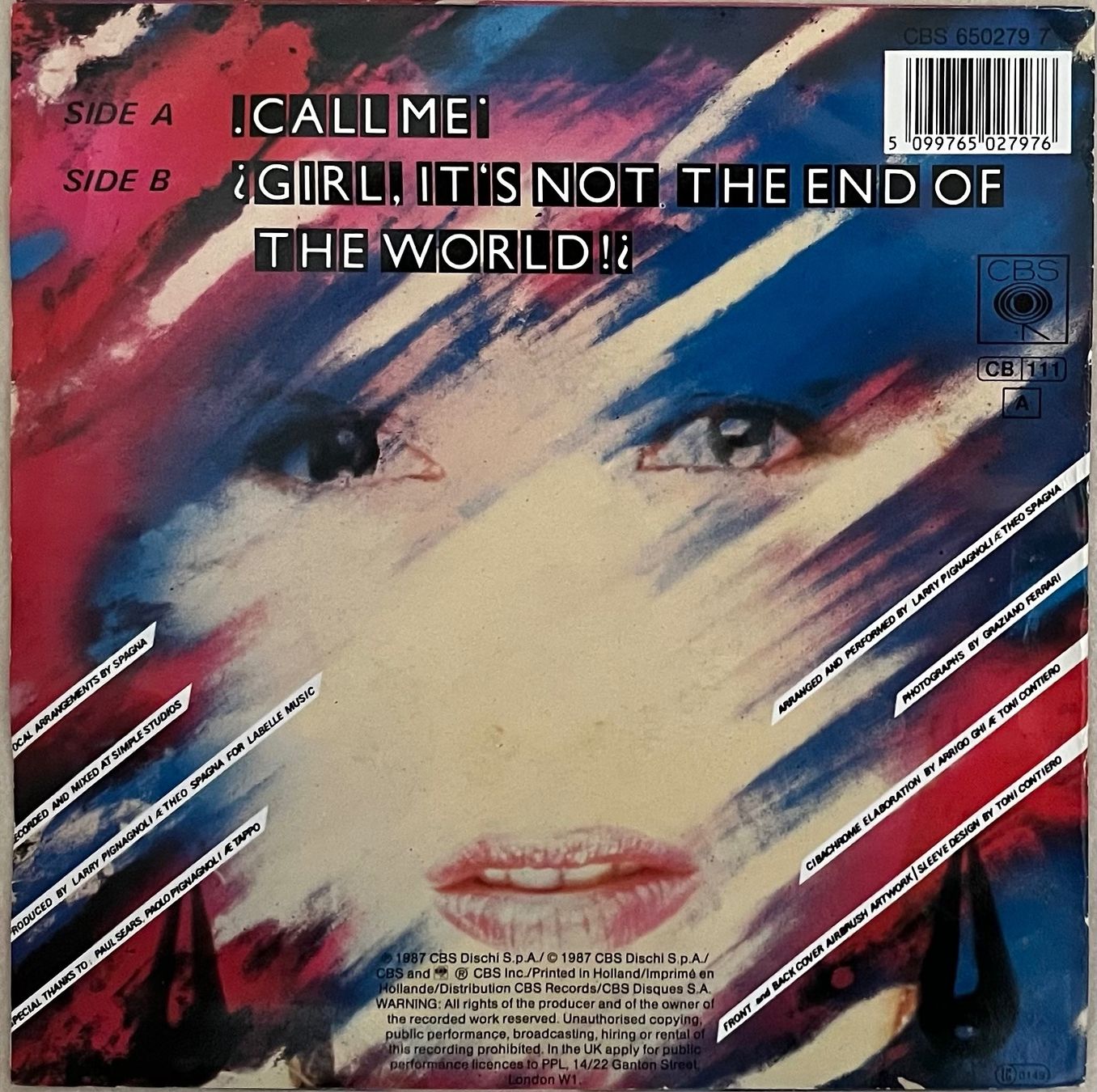 Dischi in vinile: SPAGNA - CALL ME – Usato da Bussigny venduto da vinyl-pas-cher 1