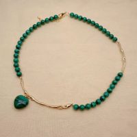 Klein Malachit Halskette Kette Echt Collier Perle Malachite