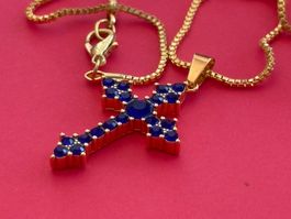 Luxus Elegante  Kette Farbe : Gold/Blau