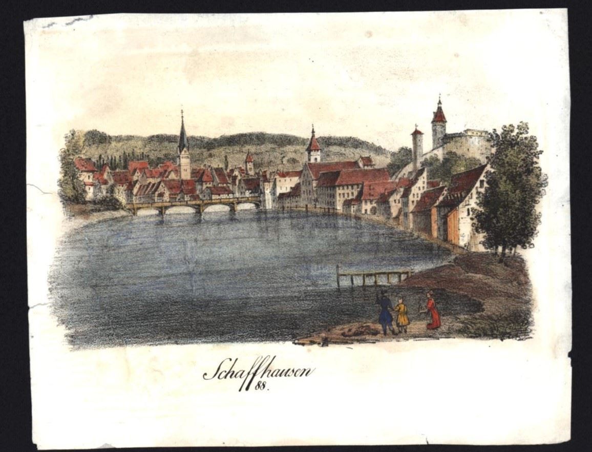 Gravures: Schaffhausen Lithographie von Pecht – D'occasion à Rafz par Helvet32