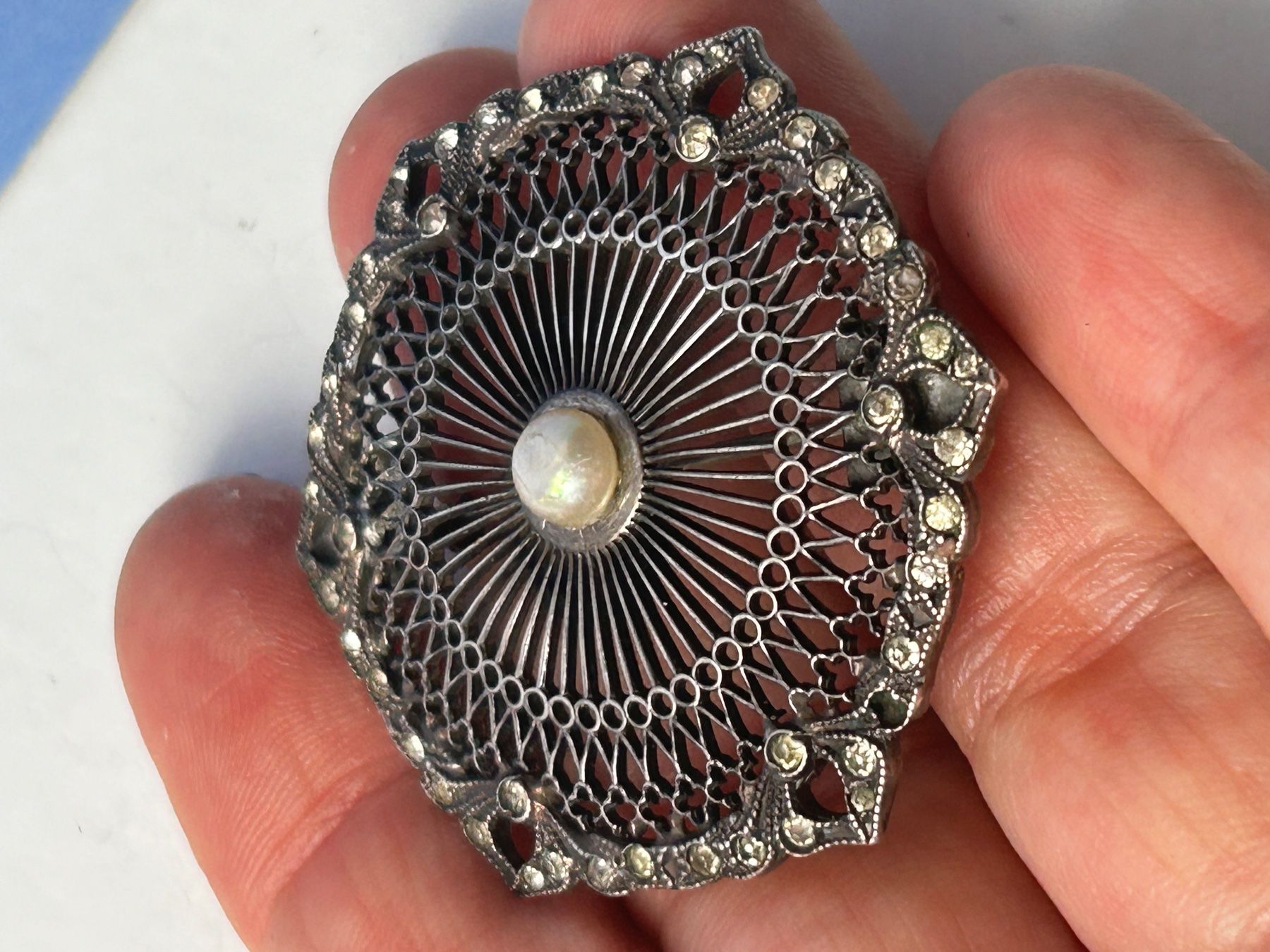 Broches & Aiguilles: Antike Silber Brosche, Filigran, Perle – D'occasion à Dittingen par Bellevista 1