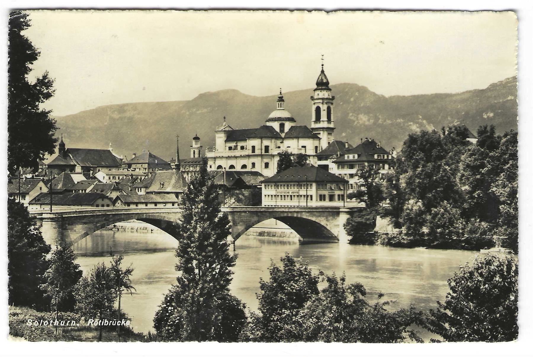 Cartoline postali: 2.8.51 Solothurn Rötibrücke+Weissenstein – Usato da Zürich venduto da Hagliweg