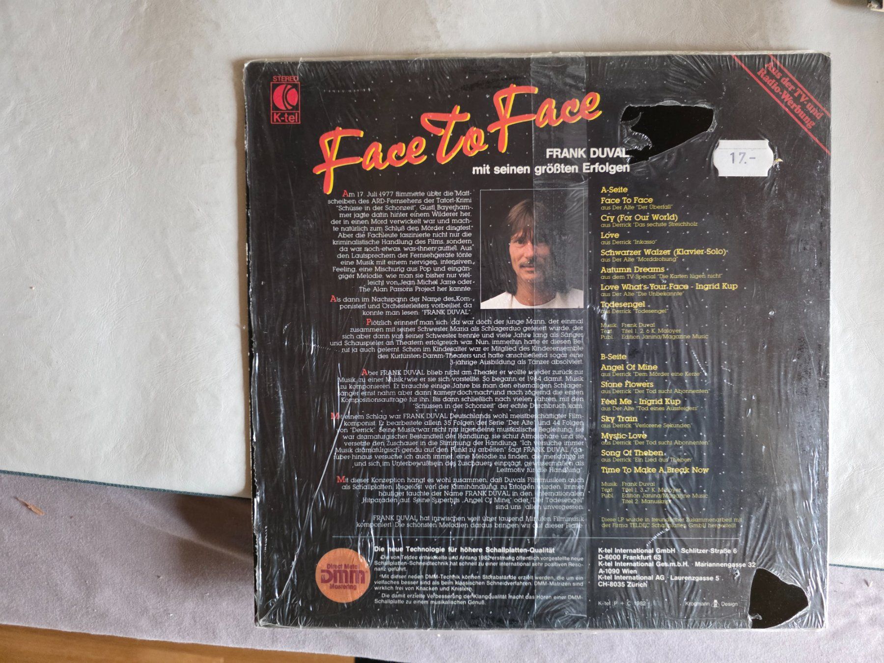 Dischi in vinile: LP : Frank Duval - face to face - K-tel 1982 – Usato da Walterswil BE venduto da Lonitti 2