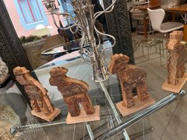 4 Elche aus Holz, Kunsthandwerk, Art Brut