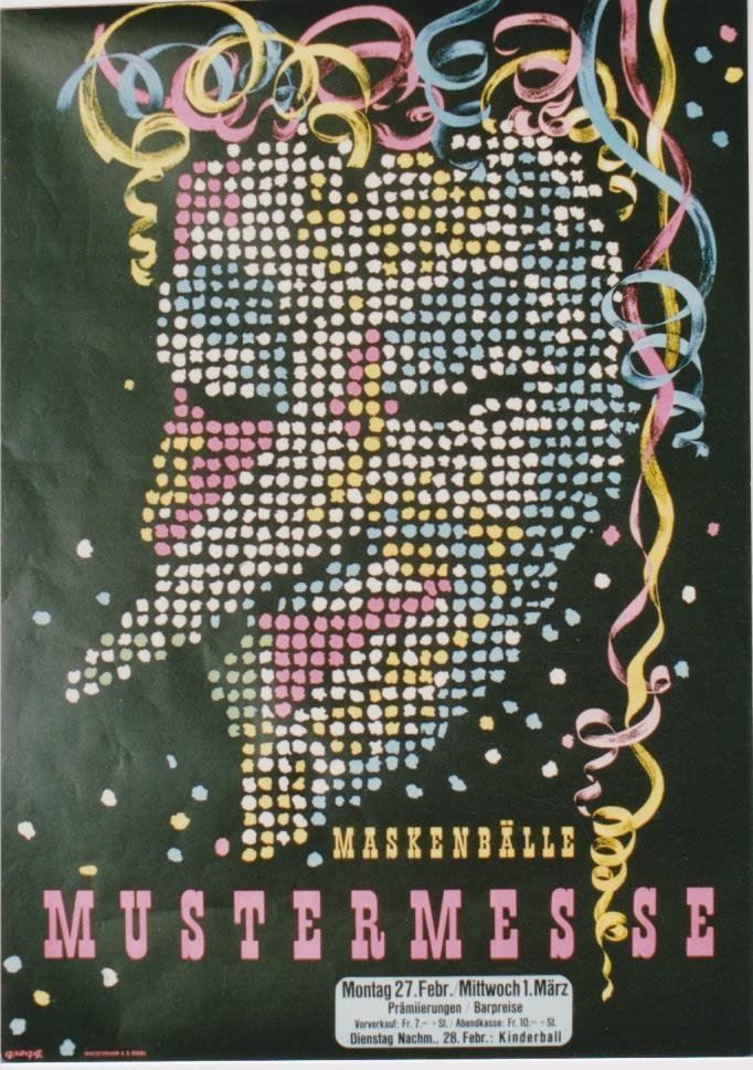 Foto & Immagini: MUSTERMESSE BASEL MASKENBAELLE 1950 - Original Plakat – Usato da Blonay venduto da postercollection