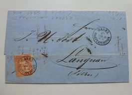 Interessanter 15 Rp. Strubelbrief nach Langnau BE 1859