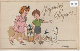 Joyeuses Paques Frohe Ostern - G. Lauvey - Ei mit Hund