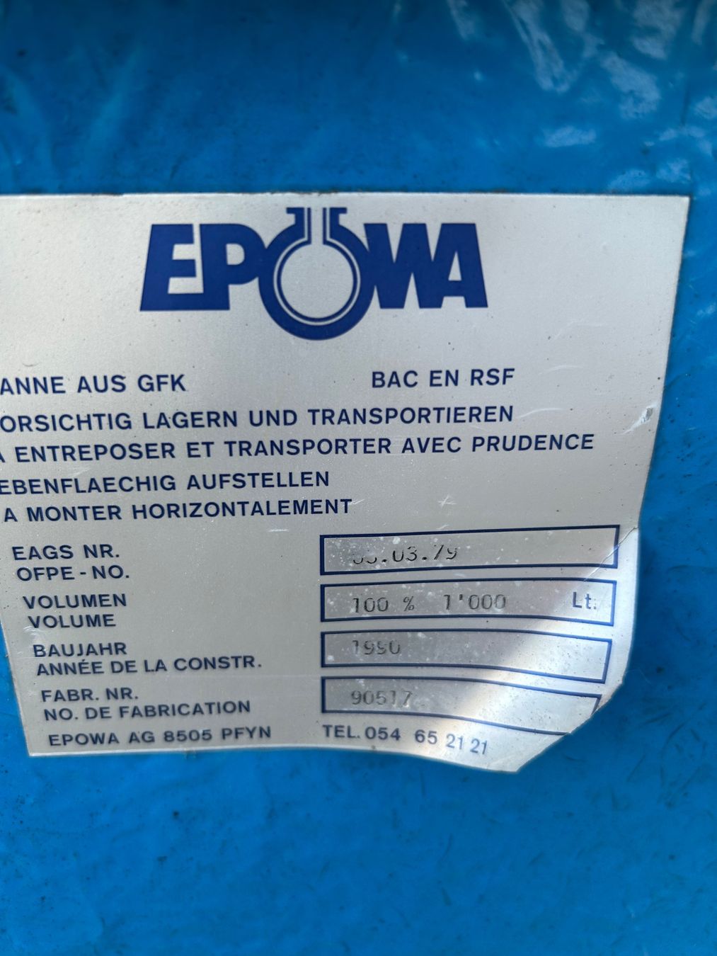 Accessori per altri veicoli: Diesel / Heizöl Tank 1000 l – Usato da Homburg venduto da goivanni 1