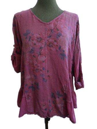 ca. Gr. 46 Leinen/Cotton Tunikabluse leicht Bordeau  sMasse