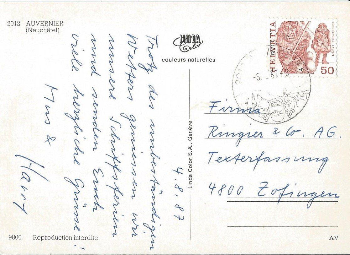 Cartoline postali: Auvernier NE – Usato da Rothrist venduto da Stranglehold 1