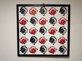 Handgefertigtes Siebdruckbild - Rose / Unikat / 100x100 cm