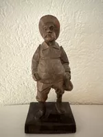 Holzfigur Mann mit Hut handgeschnitzt   Holzfigur