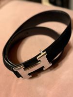 Gürtel Hermes schwarz mit H-Schnalle silberfarben