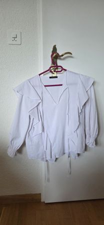 Baumwollbluse Rüschen 38