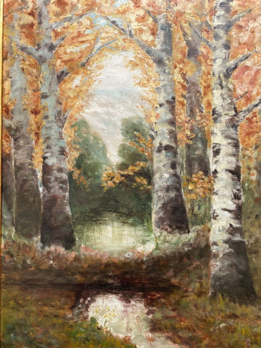 Dipinti: Antikes Ölbild Birkenwald mit Bach – Usato da Rünenberg venduto da Fendi02 3