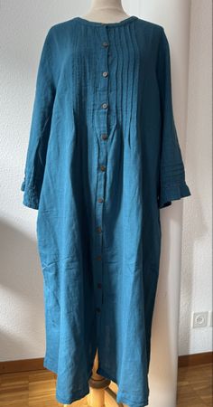 Robe longue Gudrun Sjödén bleu canard, taille L, coton lin