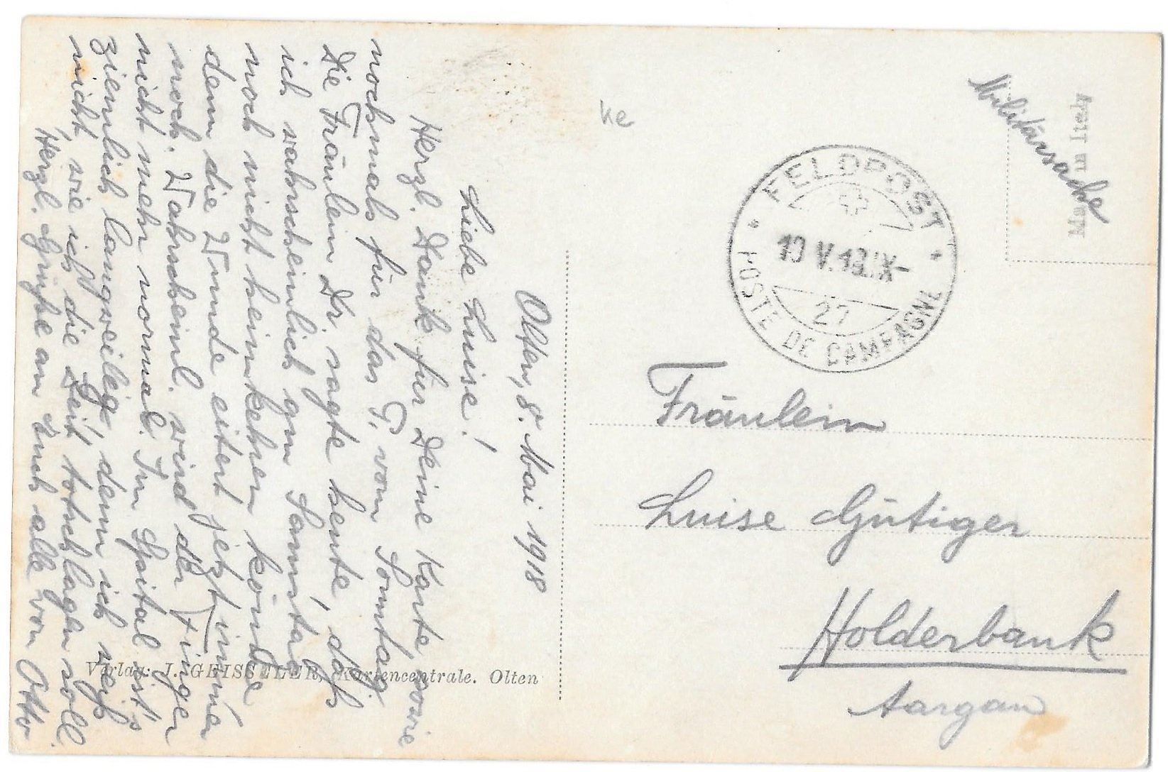 Cartoline postali: Olten Stadtkirche Feldpoststempel – Usato da Olten venduto da clotaldi 1