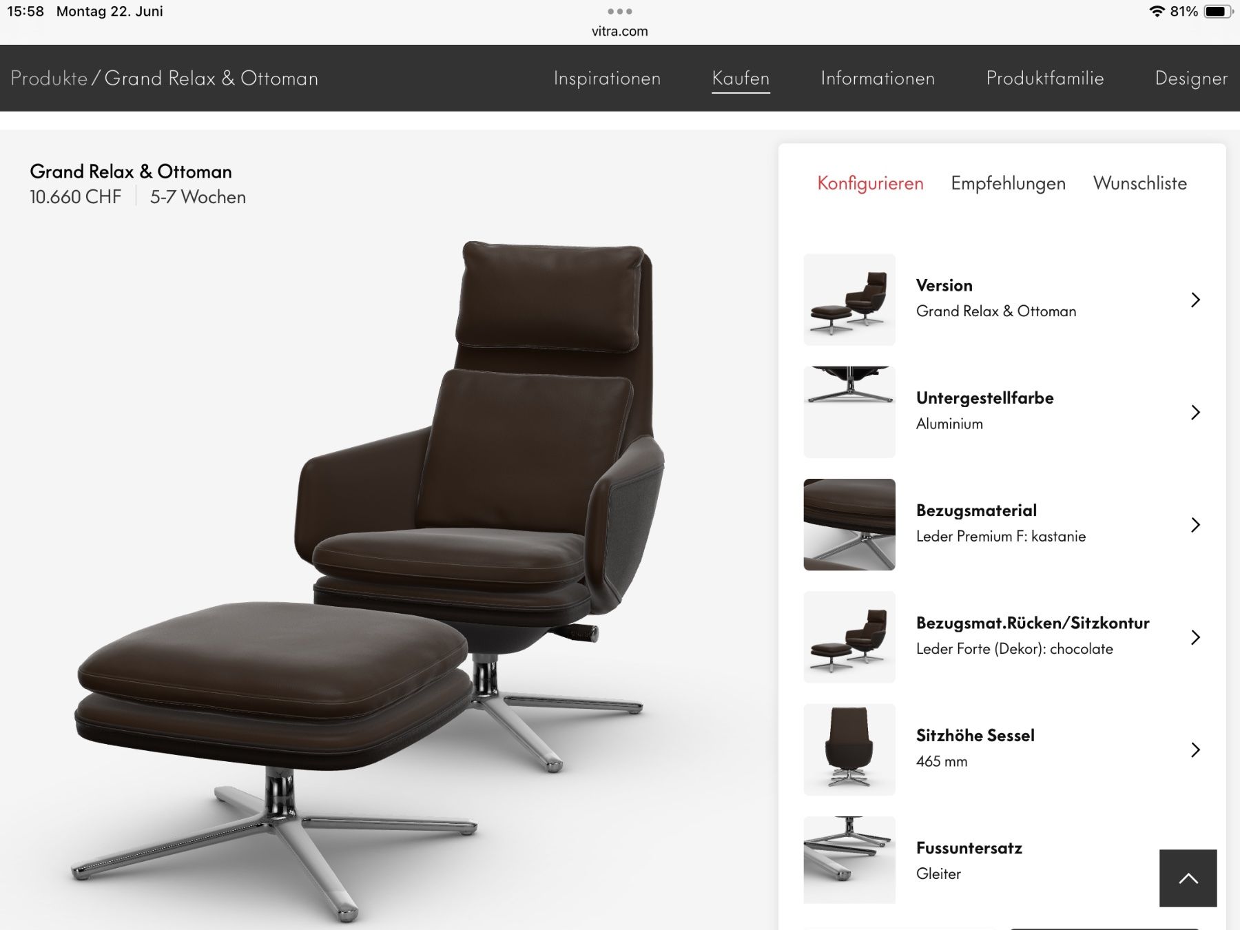 Vitra Poltrone: Vitra Grand Relax mit Ottoman – Nuovo (secondo la descrizione) da arth venduto da Tasalo 4