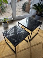 2 tables basses en marbre noir italien – comme neuves