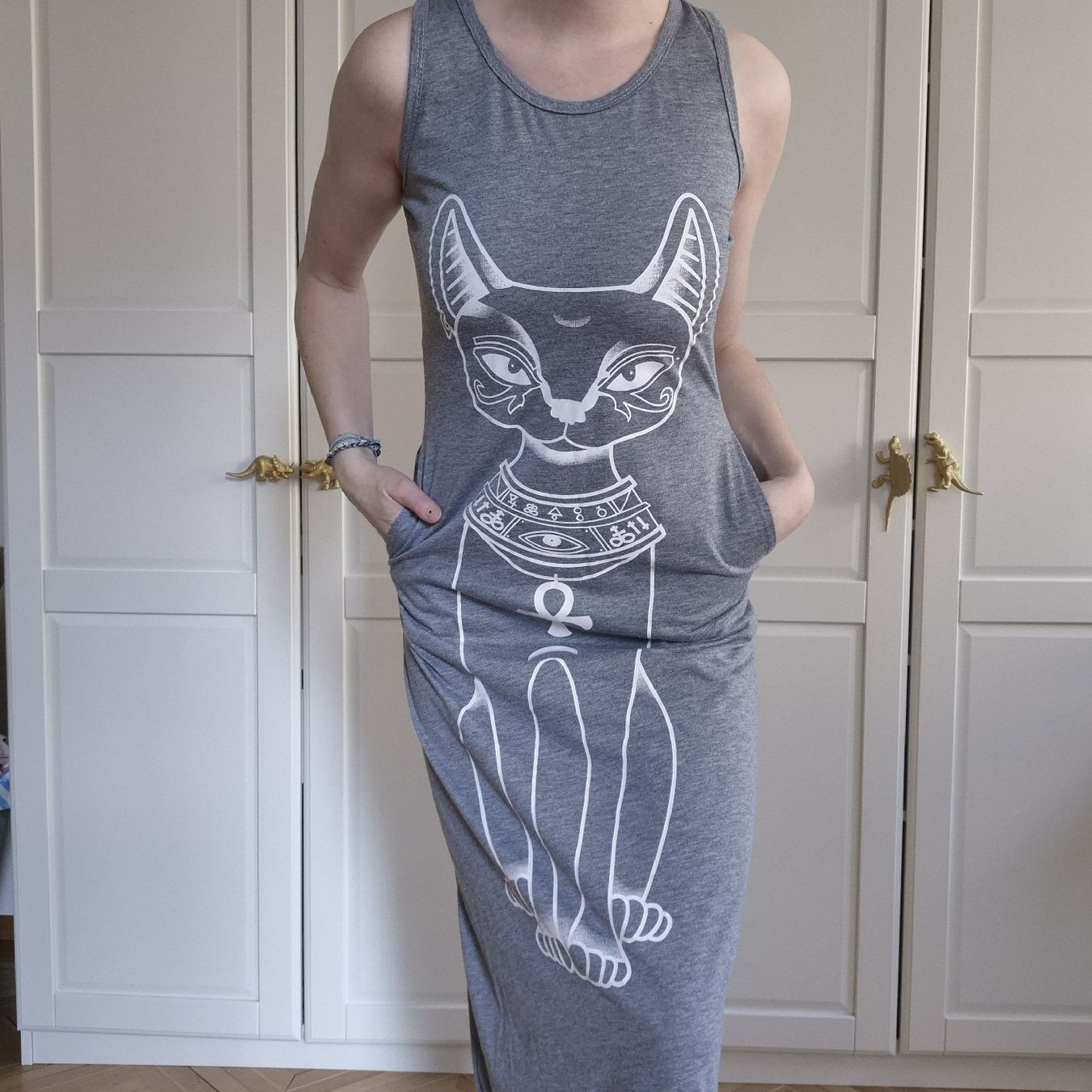 Vestiti: Maxikleid mit Katzenprint, Sphinx – Usato da Winterthur venduto da inkidaria