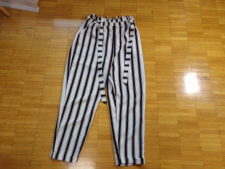 Damen Hose weiss schwarz gestreift  Gr. L    PULL & BEAR