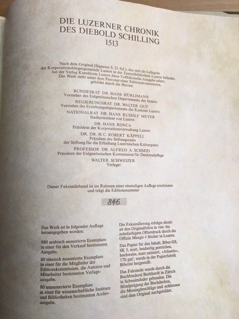 Bücher: LUZERNER CHRONIK DES DIEBOLD SCHILLING + KOMMENTARBAND – Gebraucht aus Honau von sainj 6