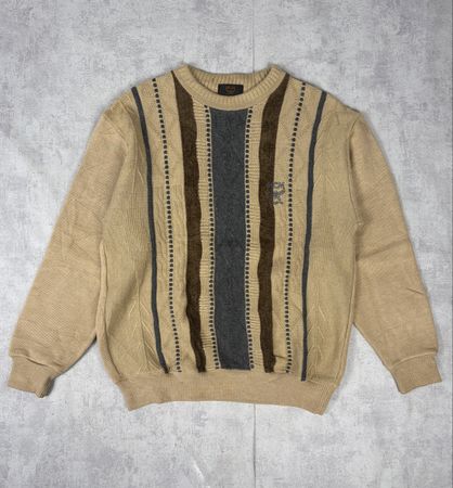 Pull Vintage MCM Legere Beige Marron Tricot 80’ 90’ - M #P16
