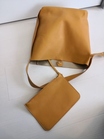 🤩KUNSTLEDER-TASCHE GELB MIT PORTEMONNAIE