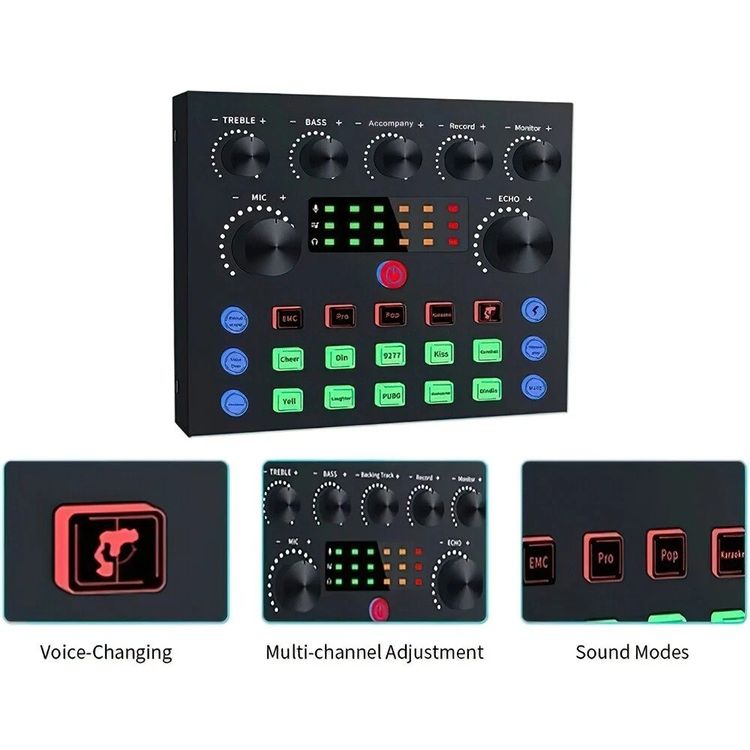 Live-Soundkarte Mit Rauschunterdrückung – 8 Soundeffekte, 16 Spezialeffekte, Bluetooth