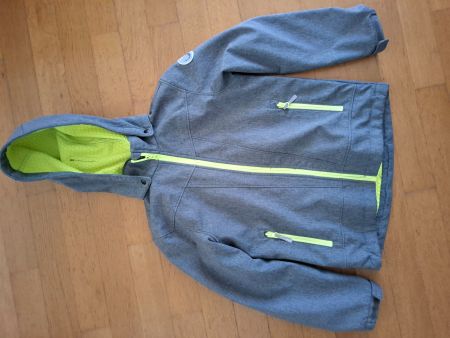 Softshelljacke Kinder grau neongelb gebraucht guter Zustand