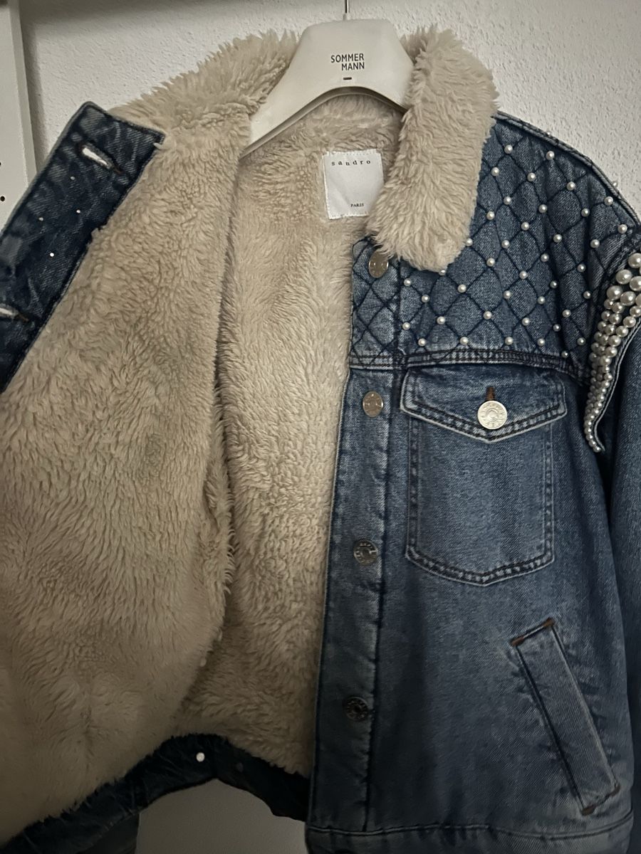 Sandro Giacche: Sandro Jeansjacke mit Teddyfutter & Perlen Grösse M – Usato da Zürich venduto da kiflicaodcokolade 6