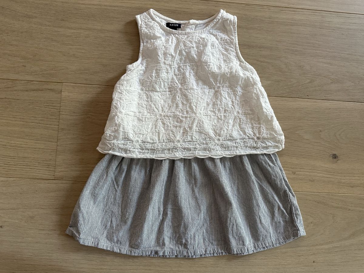 Robes et jupes: Robe double étages fleurs blanches et rayée / lignée 12 mois – Neuf (Voir description) à Collonge-Bellerive par tan_rn2p