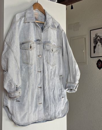 H&M Oversized Jeansjacke / Jeanshemd – Acid Wash – Gr. S