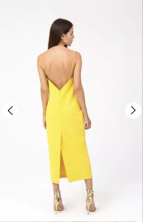 Yellow Summer Slip Dress with Open Back Sz S ☀️