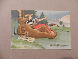 Bären Bär Humor Karte ca.1940 von Globi Zeichner Robert Lips