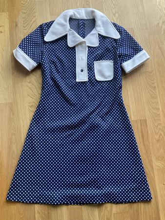 Vintage Punkte-Kleid mit Kragen, Grösse 38