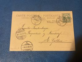 1901 AK mit Berglandschaft Stabstempel VALZEINA - St. Gallen