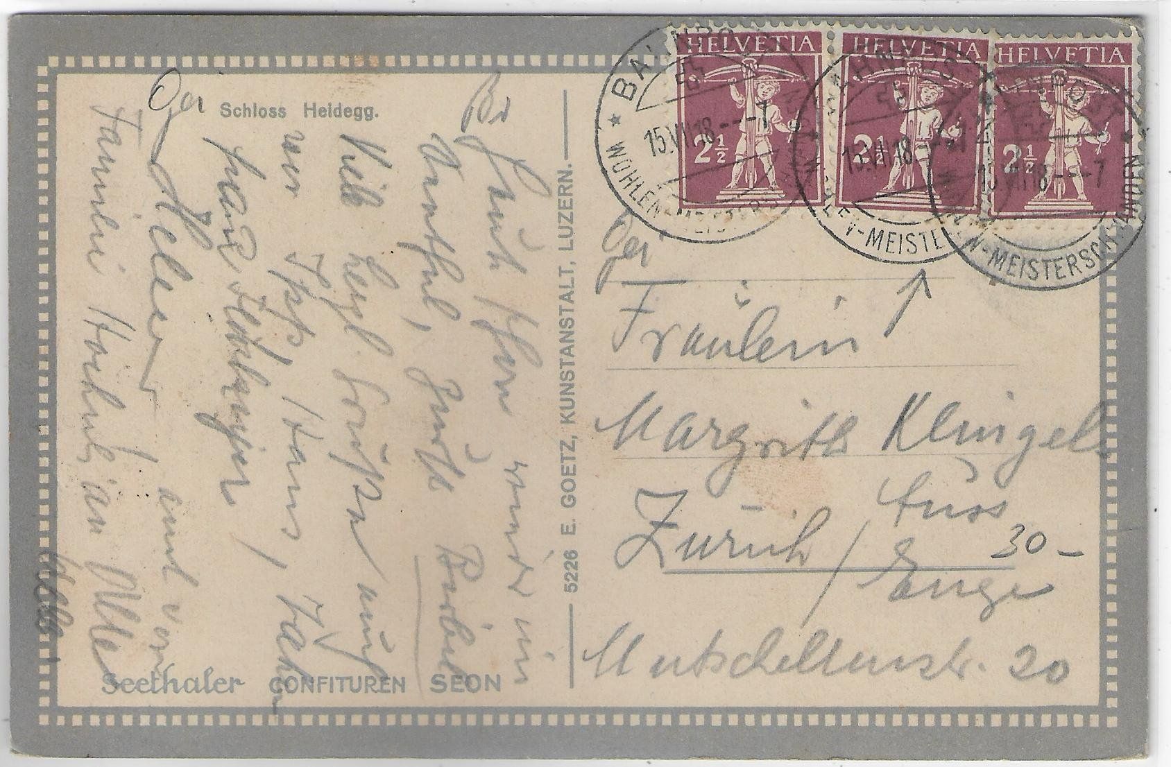 Cartoline postali: Seethaler Confituren - Schloss Heidegg - Litho – Usato da Ettingen venduto da Kartenplanet 1