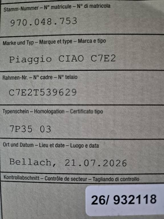 Piaggio Ciclomotori: Mofa Piaggio Ciao – Usato da Kestenholz venduto da Top4703 4