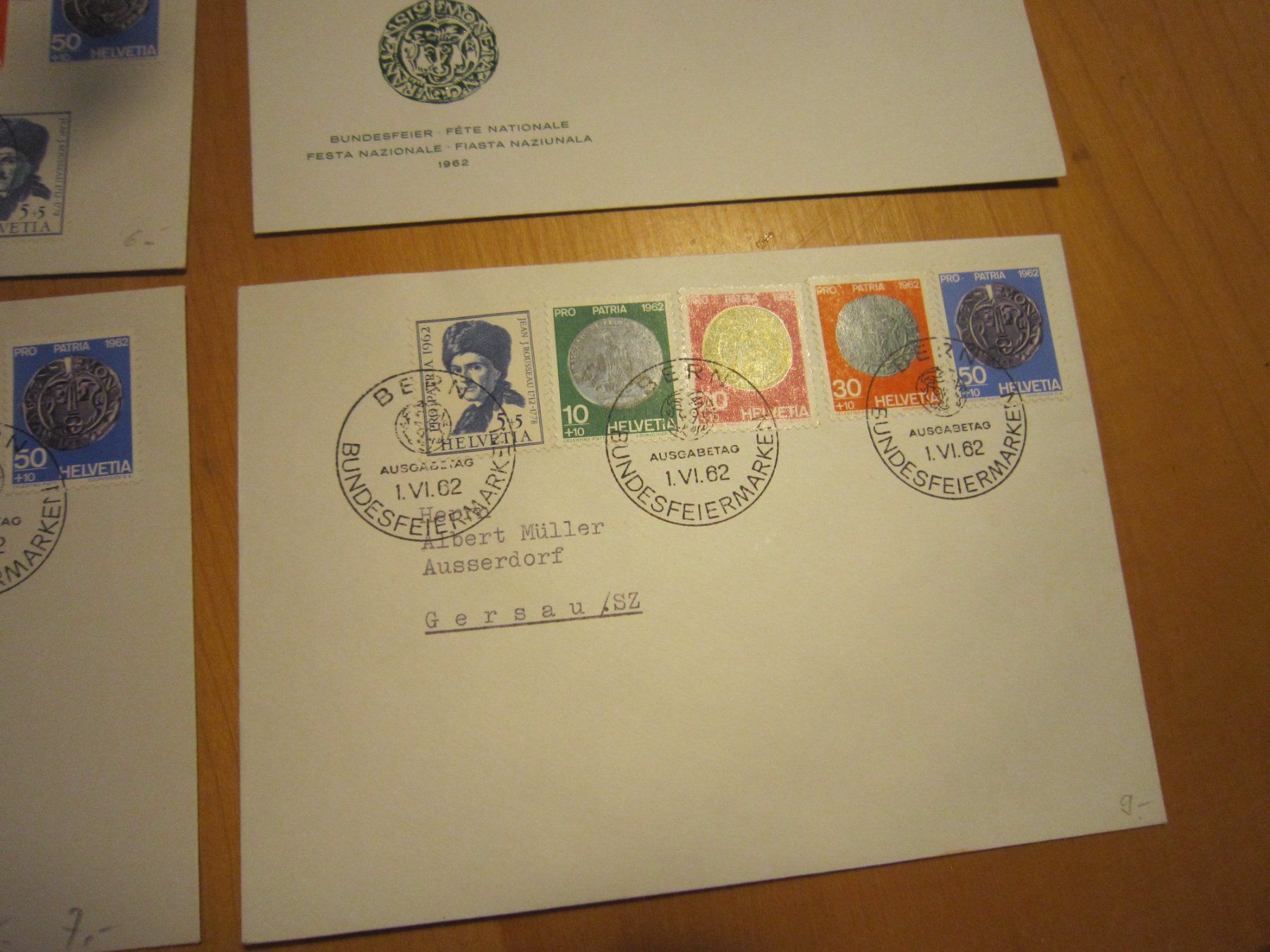 Tutti i francobolli: PP 1962 FDC 4 verschiedene einmal mit AK Stempel – Usato da Gordola venduto da Polentaefung 3