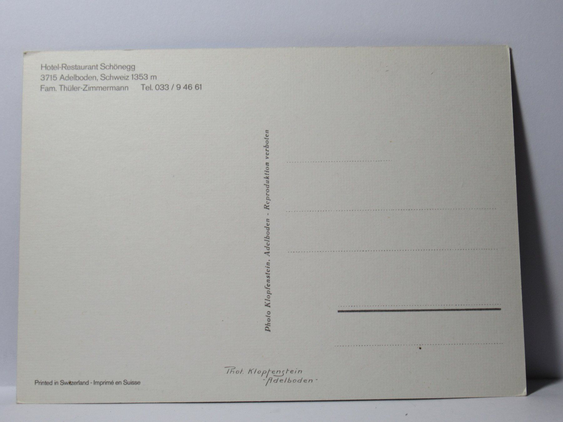 Cartoline postali: Hotel Schönegg , Adelboden – Nuovo (secondo la descrizione) da Grenchen venduto da Bluemchen1900 1
