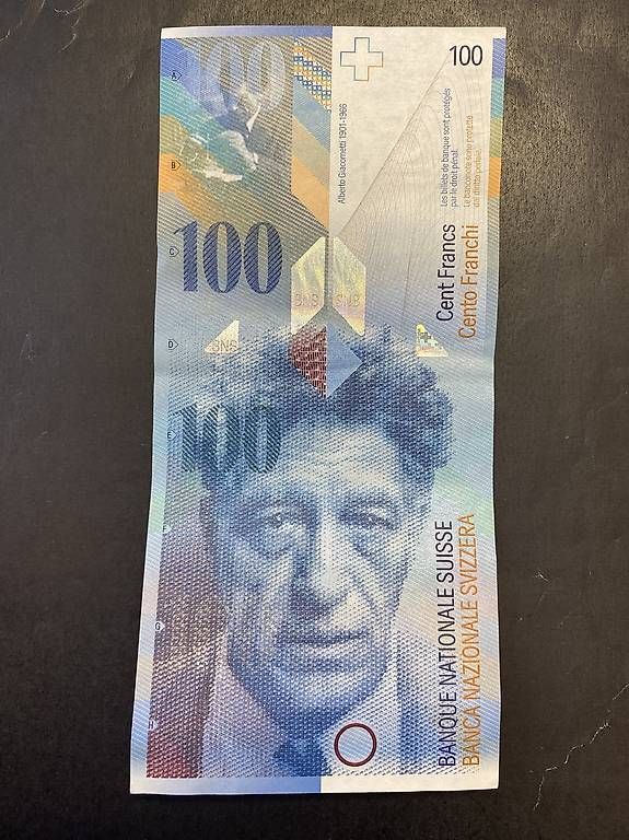 Banknoten: Schweizer Banknote 100 Fr. – Gebraucht aus Savosa von Misch-M13
