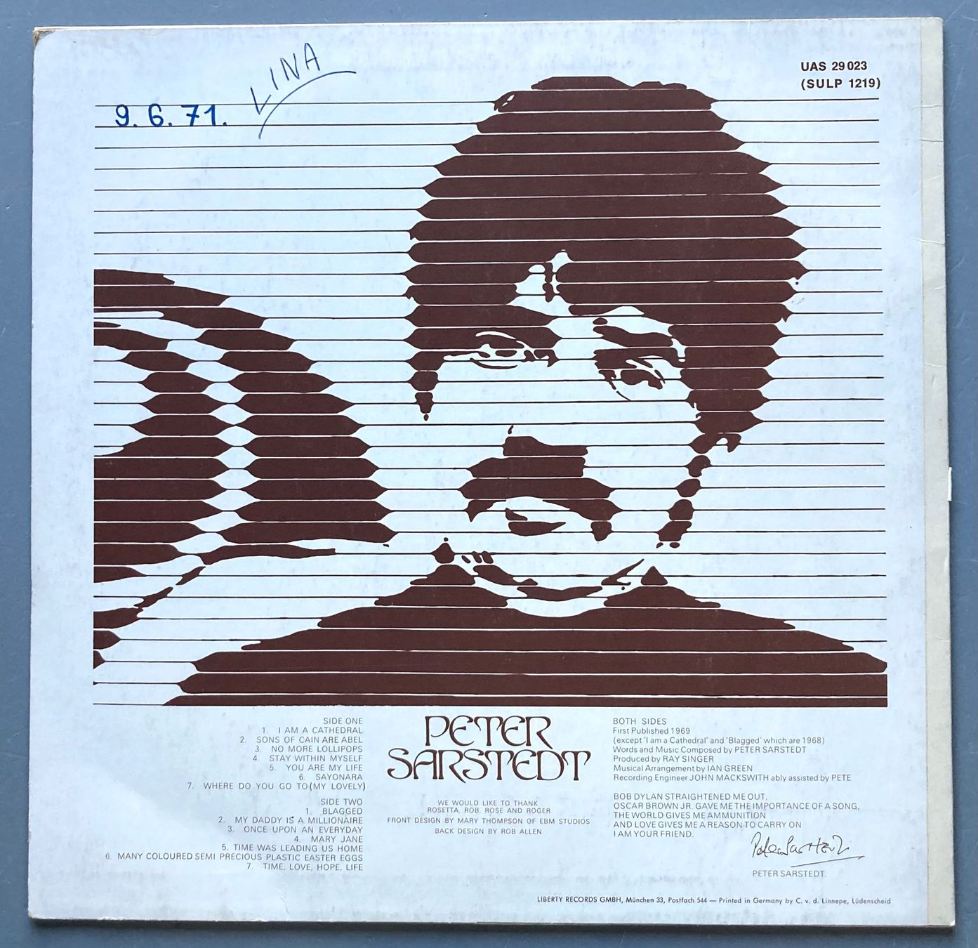 Schallplatten: PETER SARSTEDT - PETER SARSTEDT – Gebraucht aus Poliez-Pittet von Newtown-Records 1
